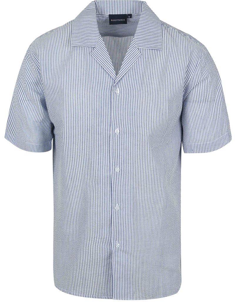Suitable Short Sleeve Hemd Stripe Seersucker Hellblau - Größe XL von Suitable