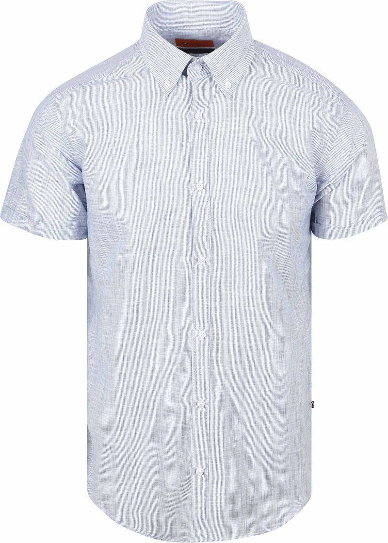 Suitable Short Sleeves Hemd Cotton Slub Streifen Blau - Größe M von Suitable