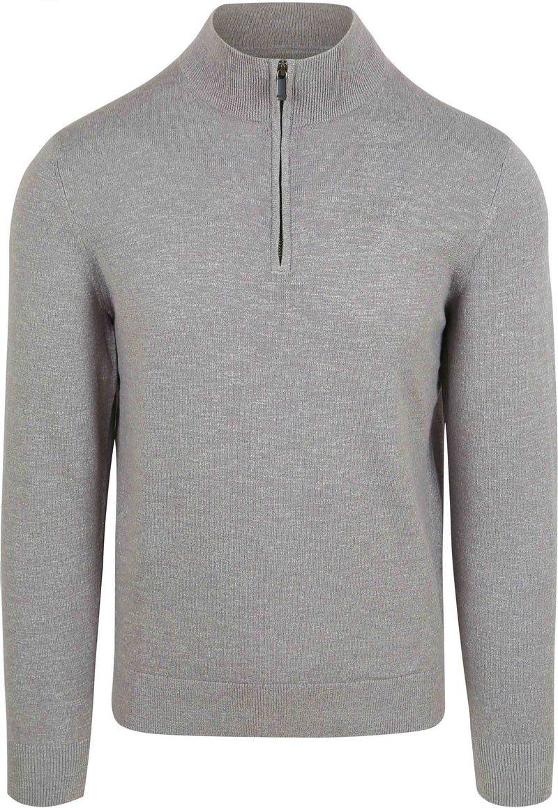 Suitable Slub Yarn Half Zip Pullover Grau - Größe M von Suitable