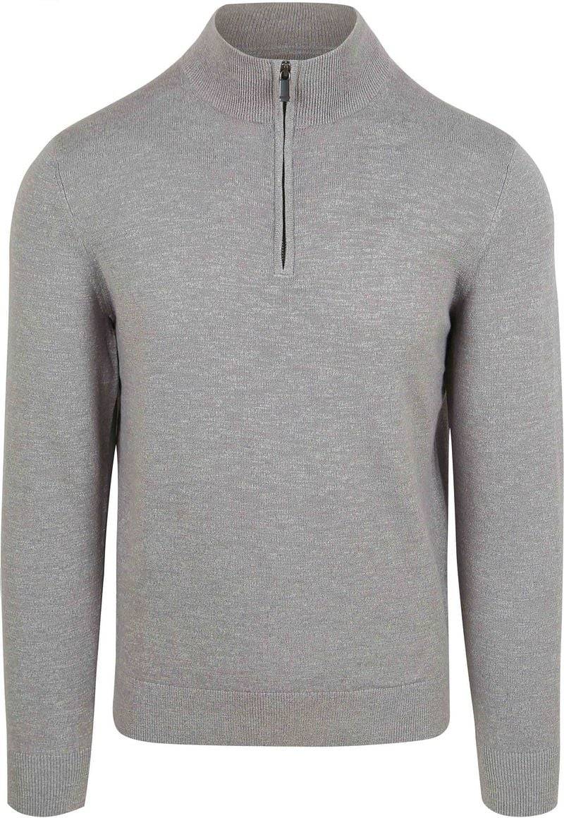 Suitable Slub Yarn Half Zip Pullover Grau - Größe XXL von Suitable