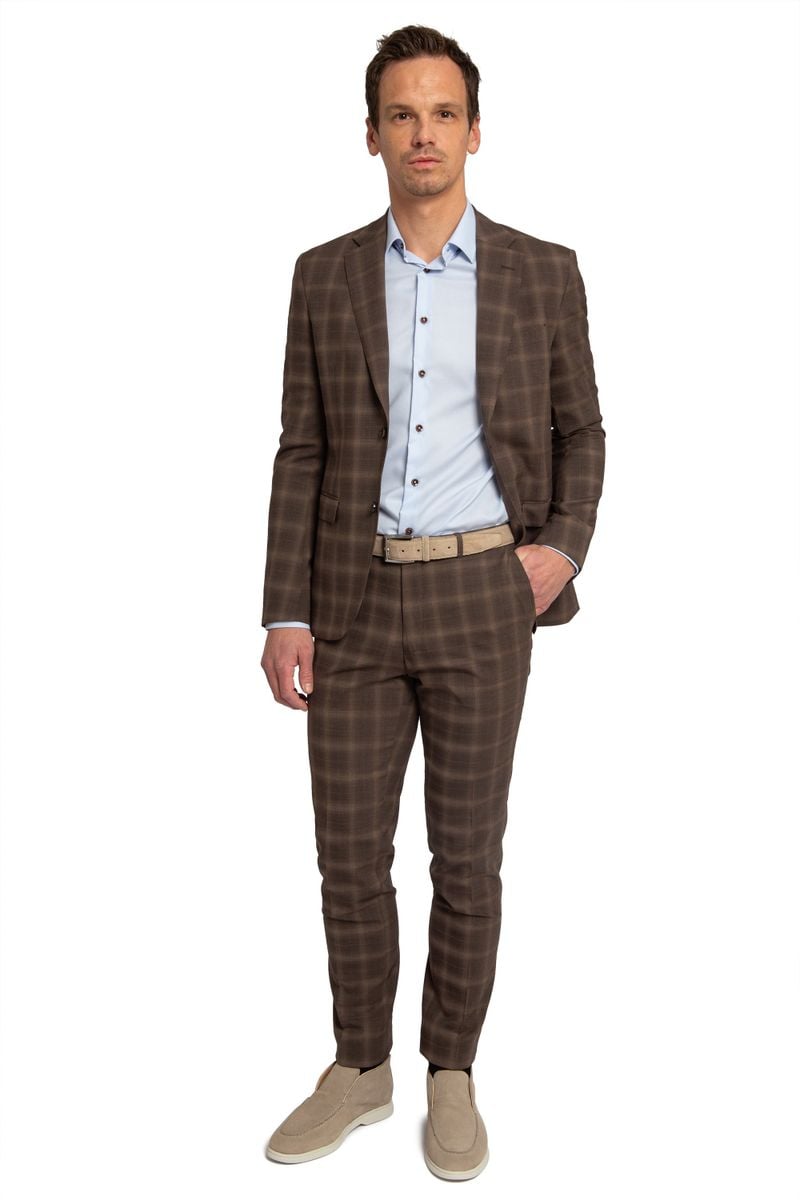 Suitable Strato Toulon Suit Wolle Kariert Braun - Größe 48 von Suitable
