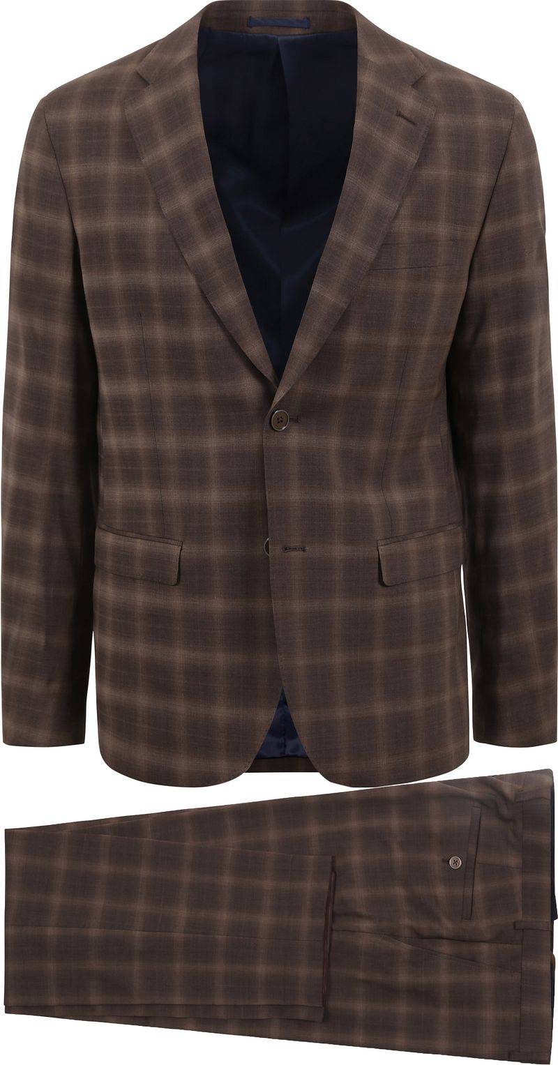 Suitable Strato Toulon Suit Wolle Kariert Braun - Größe 50 von Suitable