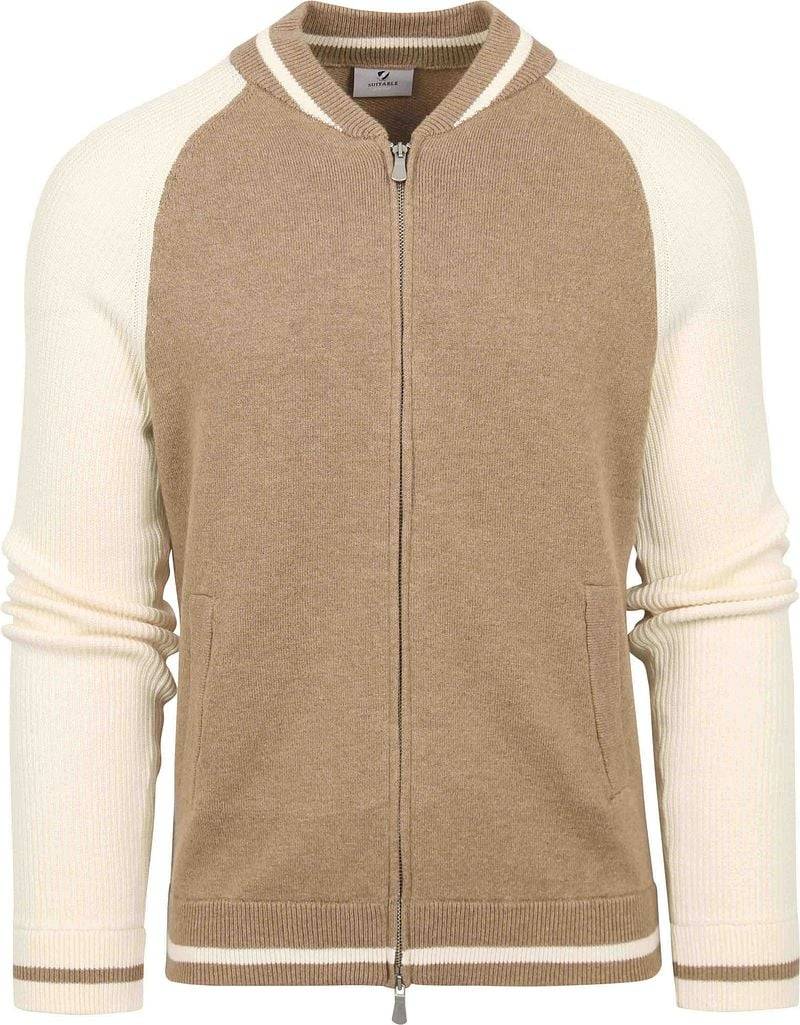 Suitable Strickjacke Max Varsity Woolmix Beige - Größe M von Suitable