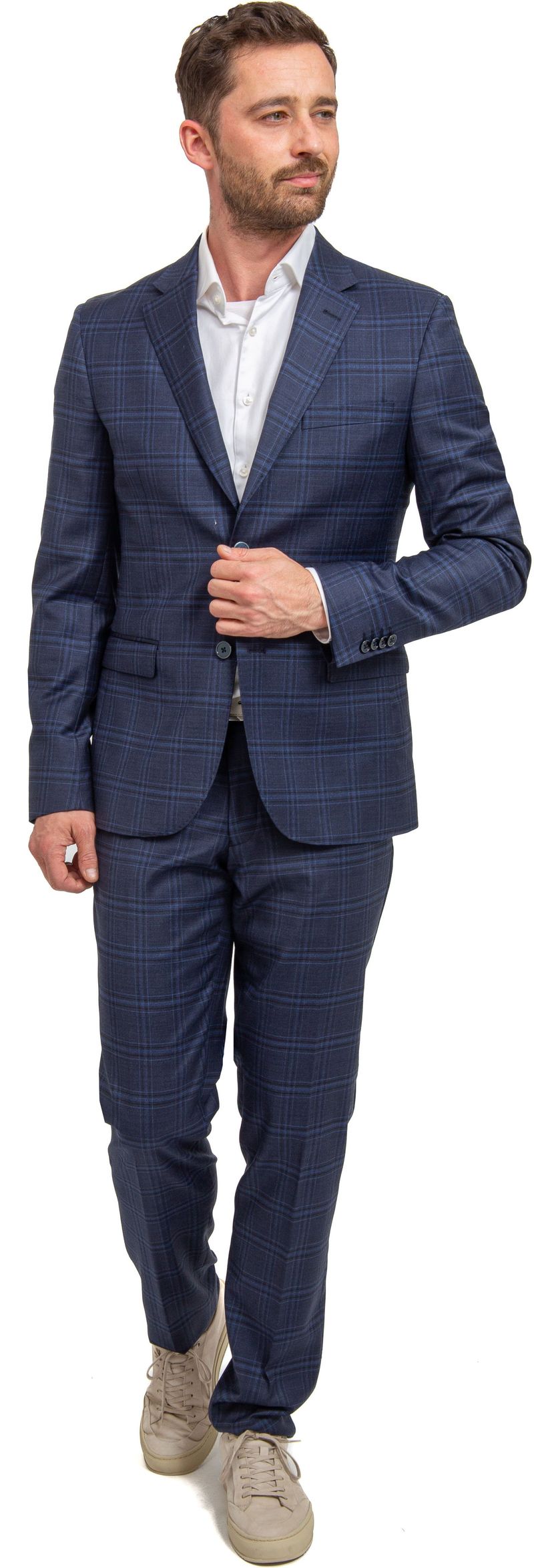 Suitable Suit Toulon Wolle Navy Check Royal Blau - Größe 50 von Suitable