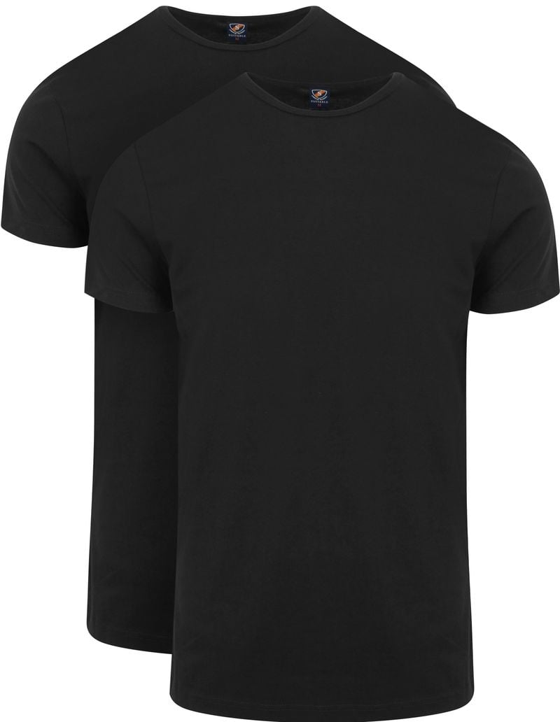 Suitable Ota T-Shirt Rundhalsausschnitt Schwarz 2-Pack - Größe S von Suitable