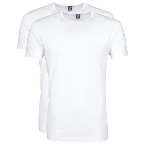 Suitable OTA T-Shirt Rundhalsausschnitt Weiß 2-Pack - Grösse XXL - Herren - Bekleidung - Modern-fit - Baumwolle - von Suitable