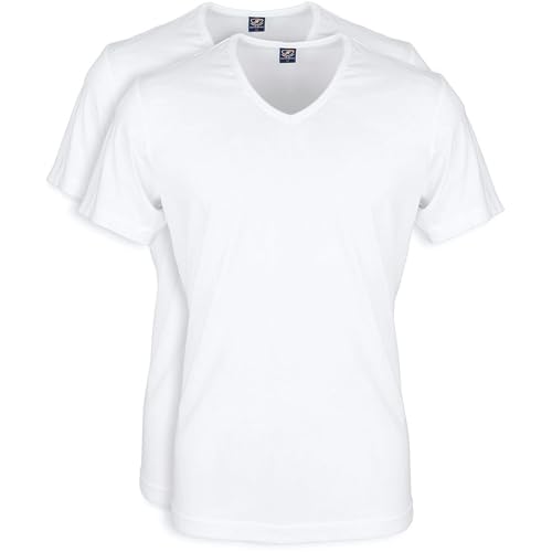Suitable Vita T-Shirt V-Ausschnitt Weiß 2-Pack - Grösse M - Herren - Bekleidung - Modern-fit - Baumwolle - von Suitable
