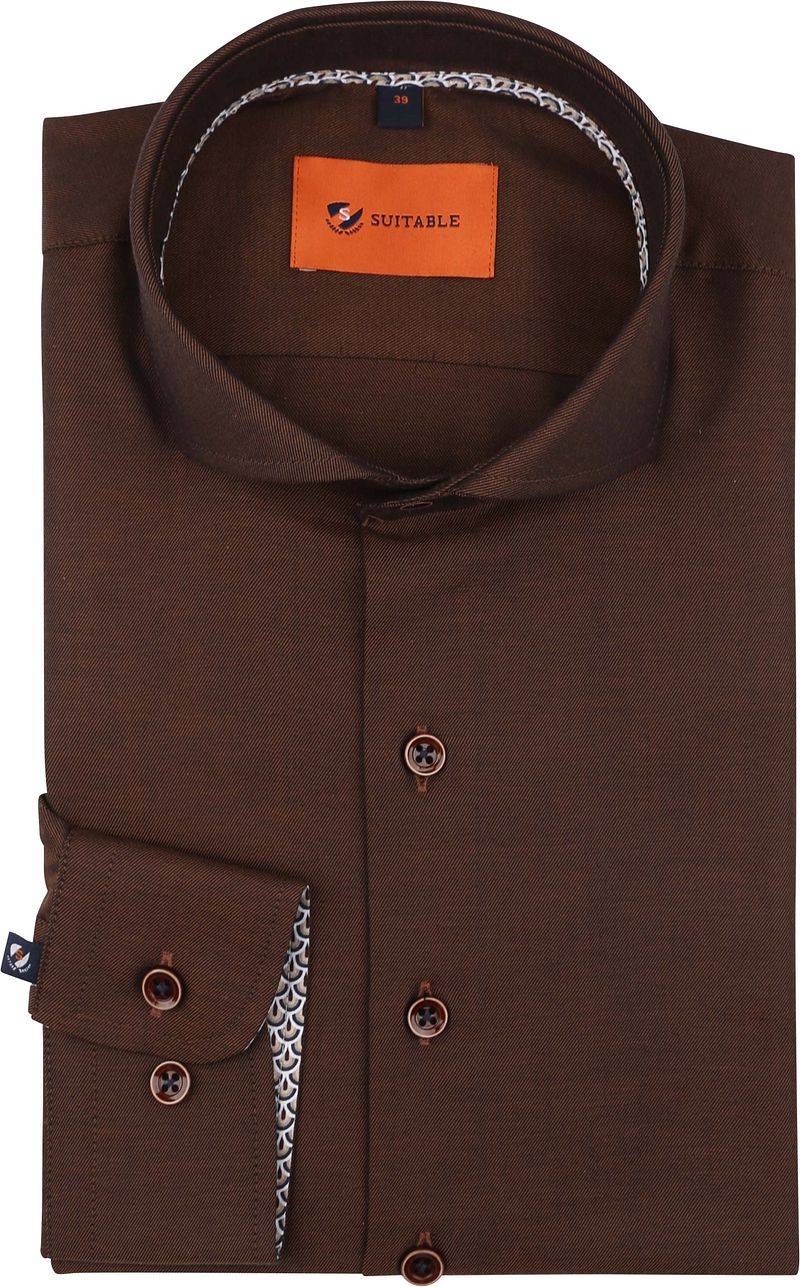 Suitable Twill Hemd Braun - Größe 39 von Suitable