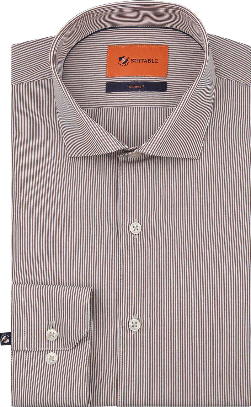 Suitable Twill Hemd Extra Long Sleeves Streifen Braun - Größe 43 Suitable Twill Hemd Extra Long Sleeves Streifen Braun - Größe 43 von Suitable