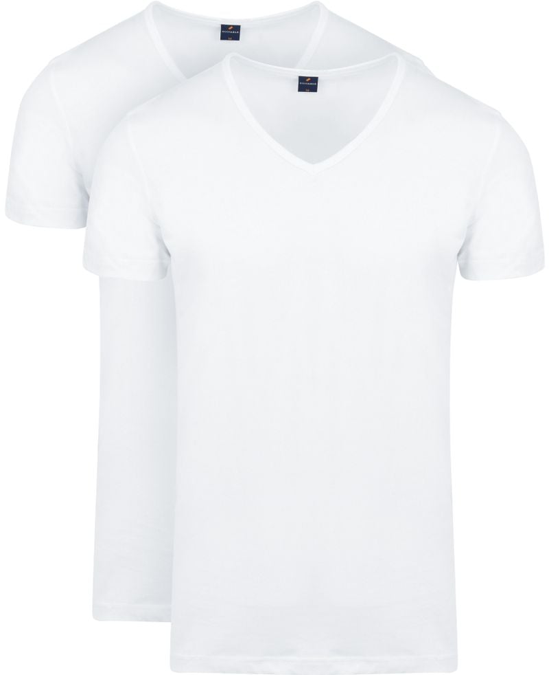 Suitable Vita T-Shirt V-Ausschnitt Weiß 2-Pack - Größe XXL von Suitable