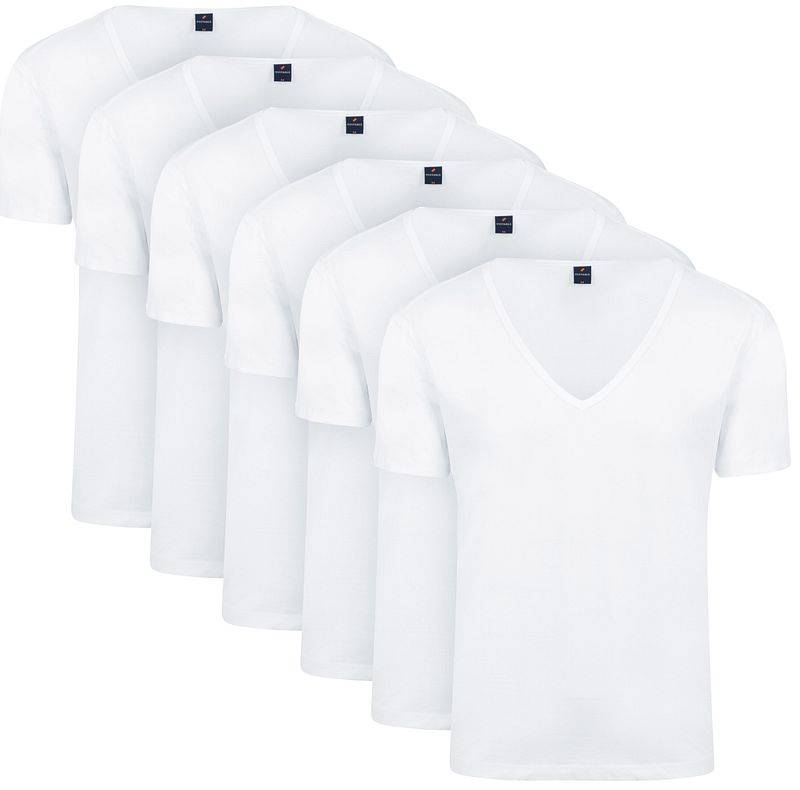 Suitable Vitaru T-Shirt Tiefer V-Ausschnitt Weiß 6-Pack - Größe L von Suitable