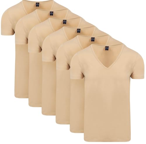Suitable Vitaru Unsichtbares Unterhemd Tiefer V-Ausschnitt 6-Pack - Grösse S - Herren - Bekleidung - Slim-fit - Baumwolle - von Suitable