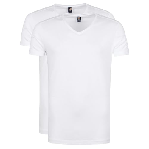 Suitable Vitasu T-Shirt V-Auschnitt Weiß 2-Pack - Grösse XXL - Herren - Bekleidung - Slim-fit - Stretch - von Suitable