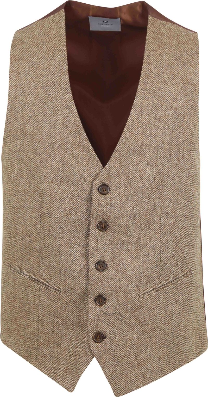Suitable Weste Tweed Beige - Größe 48 von Suitable