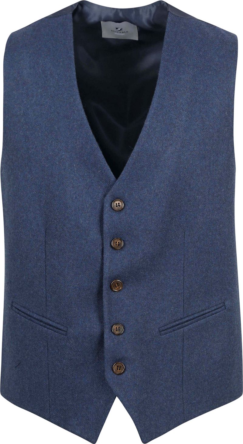 Suitable Weste Tweed Mid Blau - Größe 50 von Suitable
