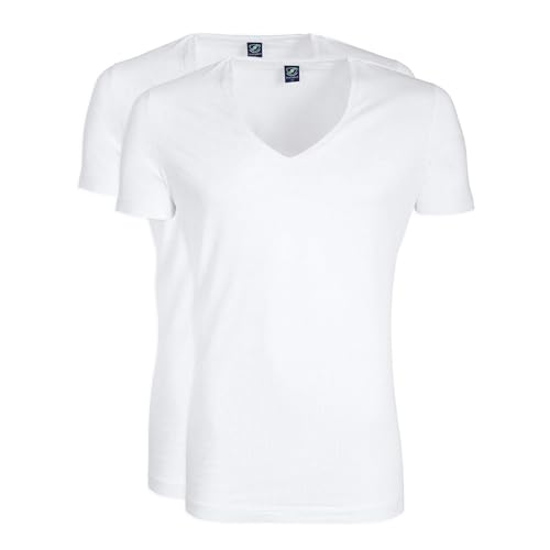 Suitable Vibamboru T-Shirts Tiefe V-Ausschnitt Weiß 2-Pack - Grösse S - Herren - Bekleidung - Slim-fit - 3160 DeepV Bambo Vibamboru von Suitable