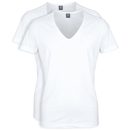 Suitable Vitaru T-Shirt Tiefer V-Ausschnitt Weiß 2-Pack - Grösse L - Herren - Bekleidung - Slim-fit - Stretch - von Suitable