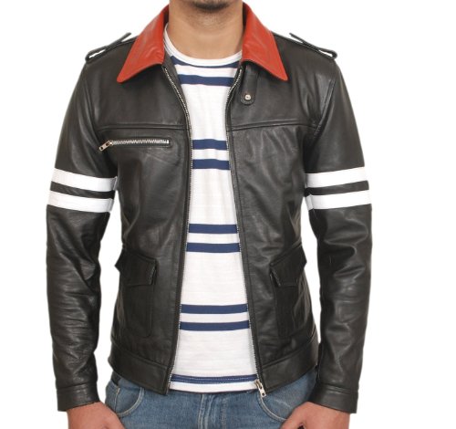 Suiting Style Herren Alex Mercer Prototyp Echtleder Biker Jacke Drachenstickerei Schwarz Motorrad Kostüm, Schwarz von Suiting Style