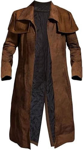 Herren New NCR Veteran Ranger Cowboy Western Vegas A7 – Ranger Brown Suede and Leather Duster Trenchcoats Men Full Length, Brauner Wildledermantel – ohne Logo, 3XL von Suiting Style