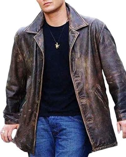 Herren Supernatural Dean Winchester Jensen Ackles Distressed Leder Trenchcoat Jacke, Braun, Used-Optik, M von Suiting Style