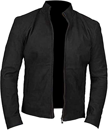 Herren Tom Cruise Mission Impossible Fallout Ghost Protocol Ethan Hunt Hoodie Black Leather Jacket Collection, Fallout Baumwolljacke, XL von Suiting Style
