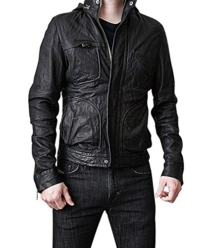 Herren Tom Cruise Mission Impossible Fallout Ghost Protocol Ethan Hunt Hoodie Black Leather Jacket Collection, Ghost Protocol Echtleder, M von Suiting Style