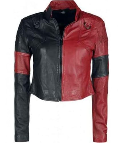 Suiting Style Damen Squad Echtlederjacke für Damen | Live Fast Die Harley Clown schwarz und rot Lederjacke, Leder, 38 von Suiting Style