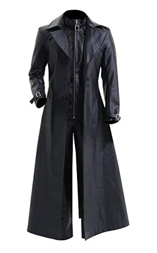 Suiting Style Herren Resident Evil Zweireihiger Albert Wesker Cosplay Echtes Leder Langer Trenchcoat, Leder, L von Suiting Style