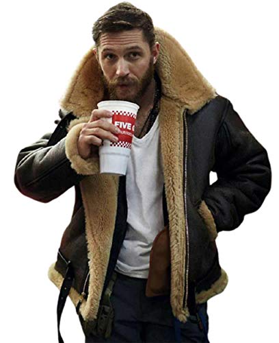 Suiting Style Herren Tom Hardy Farrier Dunkirk Air Force Pilot B3 RAF WWII Aviator Flight Bomber Ginger Coat Jacke, braun, L von Suiting Style