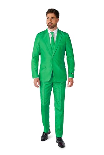 Suitmeister Anzüge für Herren - Mit Jackett, Hose und Krawatte mit Festlichen Print Solid Green - XL von Suitmeister