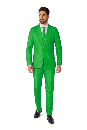 Suitmeister Anzüge für Herren - Mit Jackett, Hose und Krawatte mit Festlichen Print Solid Green - XL von Suitmeister
