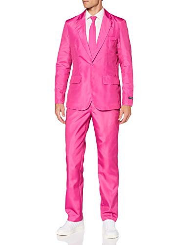 Suitmeister Anzüge für Herren - Mit Jackett, Hose und Krawatte mit Festlichen Print Solid Pink, Farbe Pink (Solid Pink) Size XL (EU58) von Suitmeister