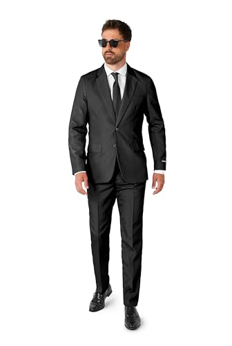 Suitmeister Anzüge für Herren - Mit Jackett, Hose und Krawatte mit Festlichen Print Solid Schwarz - XXL von Suitmeister