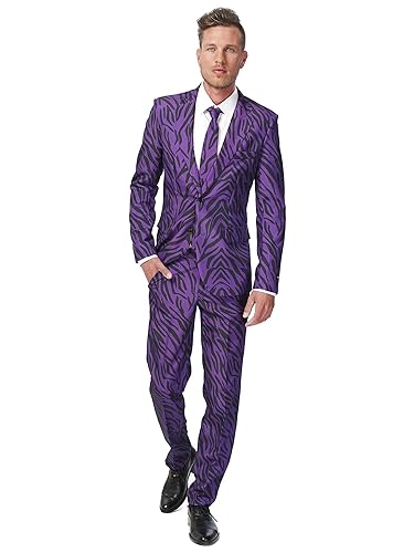 Suitmeister Herren Men Suit Business-Anzug Hosen-Set,Violett Tiger,XXL von Suitmeister