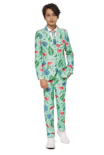 Suitmeister Faschingskostüme für Jungens - Mit Jackett, Hose und Krawatte mit Festlichen Print, Tropical L von Suitmeister