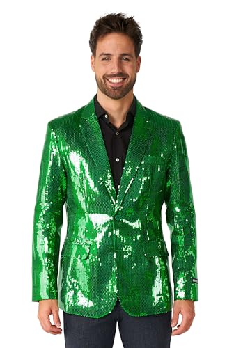 Suitmeister Grüner Blazer für Herren - Weihnachten, Silvesterparty, St. Patrick's Day Pailletten Anzugjacke Partykostüm von Suitmeister