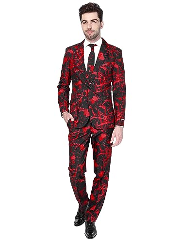 Suitmeister Halloween Suits - Black Blood - Costume Comes with Jacket, Pants & Tie, Farbe Rot/Schwarz, Size L (EU54) von Suitmeister