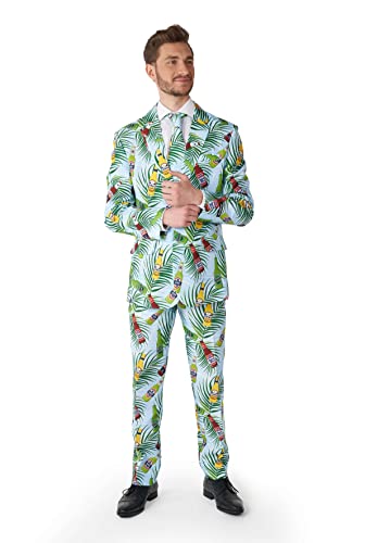Suitmeister Herrenanzug - Summer Tropical Beer Outfit - Tailliert Party Kostüme - Blau von Suitmeister