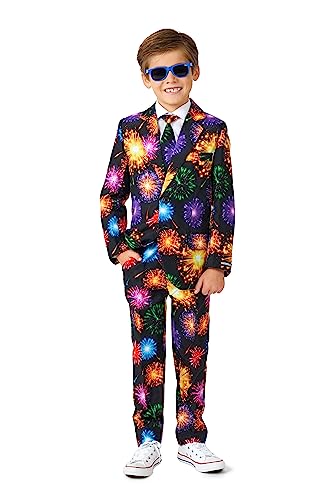 Suitmeister Jungen Weihnachtsanzug - Festliches Feuerwerk - Tailliert Party Kostüme - Schwarz - US16 / XL von Suitmeister