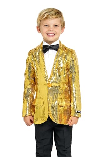 Suitmeister Pailletten-Blazer für Jungen - Glänzende Partyjacke für Kinder - Slim Fit - Blazer für Jungen - Gold von Suitmeister