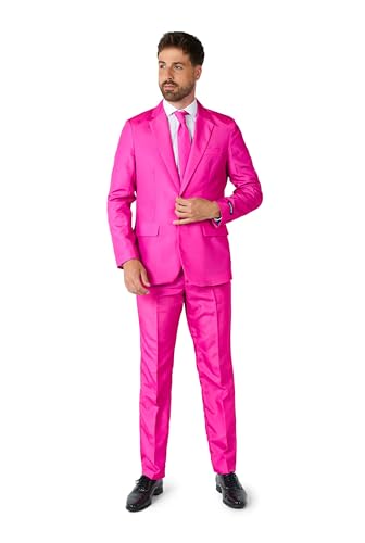 Suitmeister Partykostüme für Herren - Tailliert Party Kostüme - Einfarbiger Anzug für Freizeit, Halloween-Partys und Freizeitkleidung - Pink von Suitmeister