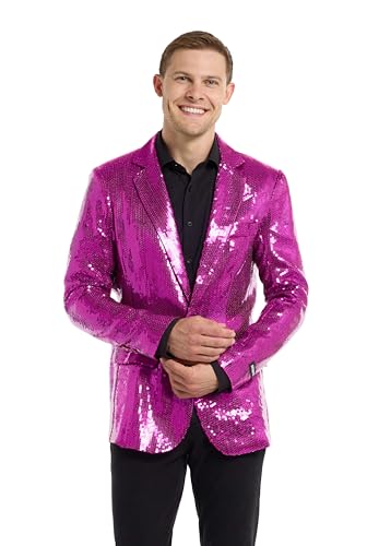 Suitmeister Rosa Party-Blazer für Herren - Weihnachten, Silvesterparty - Glänzende Pailletten-Anzugjacke - Rosa von Suitmeister