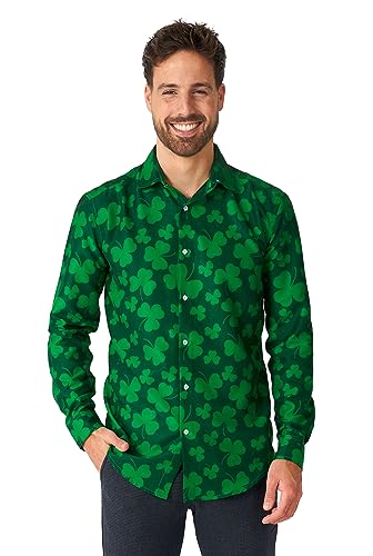 Suitmeister St. Pats Green - Button Down Hemd für Männer zum St. Patricks Day von Suitmeister