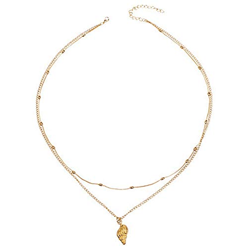 Sujhyrty Gold Farbe Perle Meer Schale Anhänger Halskette Für Frauen Kaurischnecke Ozean Strand Halskette Doppelte Halskette Strand Schmuck Größe: Länge 58 Cm von Sujhyrty