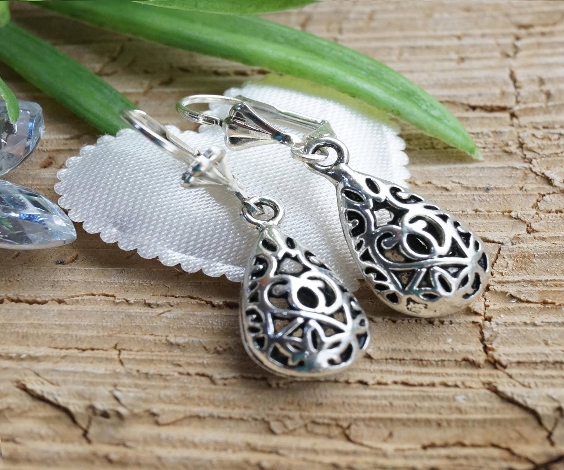 Vintage Silber Ohrringe Tropfen Antik Filigran Tränen 925 Sterling Ohrhänger Für Damen von Sukawati