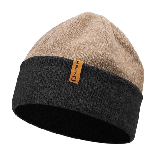 Sukeen Unisex Beanie-Mtze, Strickmütze Herren Damen, Wintermütze Strickmütze, Cuffed Hats Weich & Warm, Kopfbedeckung aus Jersey Baumwolle mit Elasthan-Anteil, Einheitsgröße von Sukeen