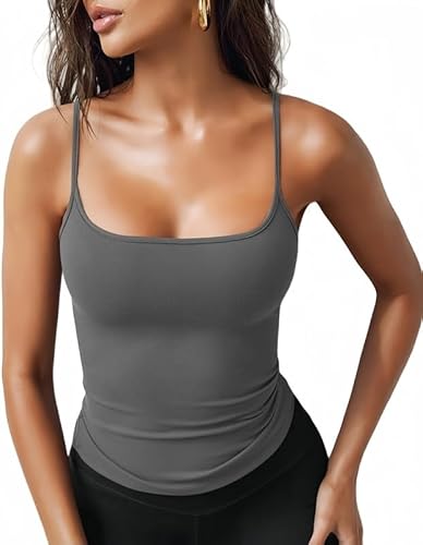 Sukiglam Tank Tops Damen Sommer Ärmellos U-Ausschnitt Crop Top Basic Spaghettiträger Sport Unterhemden Casual Y2k Rückenfreies Oberteil Sexy Elastische Cami Shirts von Sukiglam