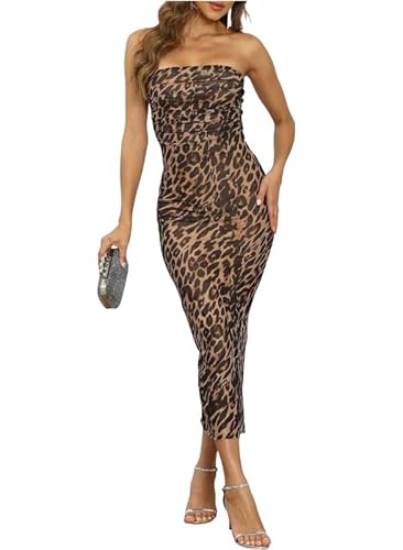 Sukiglam Tube Kleid Damen Sexy Leoparden/Blumendruck Midikleid Ärmellos Figurbetontes Partykleid mit Schlitz Sommer Mesh Bodycon Kleid Enges Bleistiftkleid Elegant Club Cocktail Hochzeitsgast Outfit Sukiglam Tube Kleid Damen Sexy Leoparden/Blumendruck Midikleid Ärmellos Figurbetontes Partykleid mit Schlitz Sommer Mesh Bodycon Kleid Enges Bleistiftkleid Elegant Club Cocktail Hochzeitsgast Outfit von Sukiglam