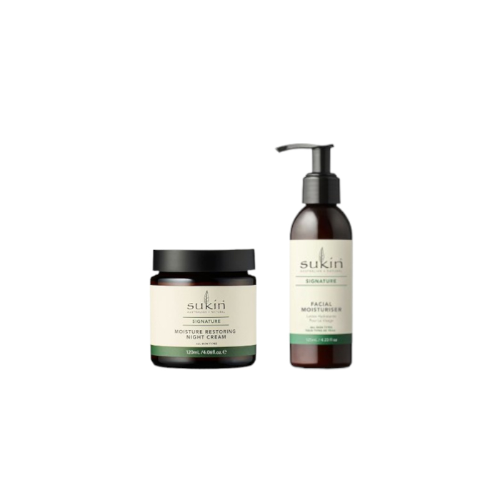 Sukin - Signature Facial Moisturiser - 125ml (1ea) X Signature Moisture Restoring Night Cream - 120ml (1ea) von Sukin