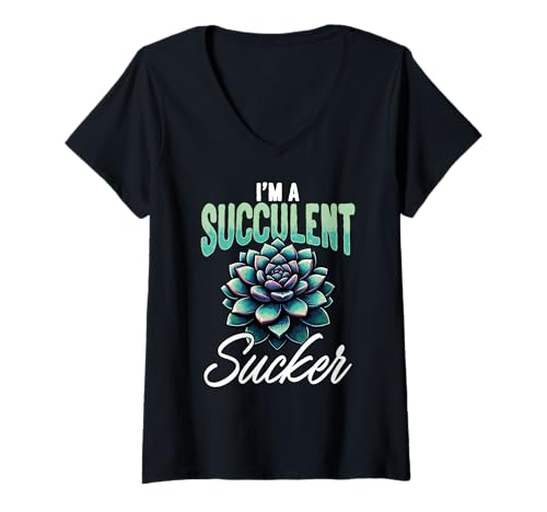 Damen Ich Bin EIN Saftiger Sauger Lustiger Pflanzenliebhaber T-Shirt mit V-Ausschnitt Damen Ich Bin EIN Saftiger Sauger Lustiger Pflanzenliebhaber T-Shirt mit V-Ausschnitt von Sukkulent Besessen